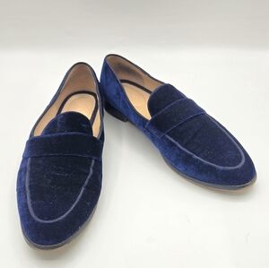 Franco Sarto | Dark Blue Velvet Pointed Toe Loafers Size 9